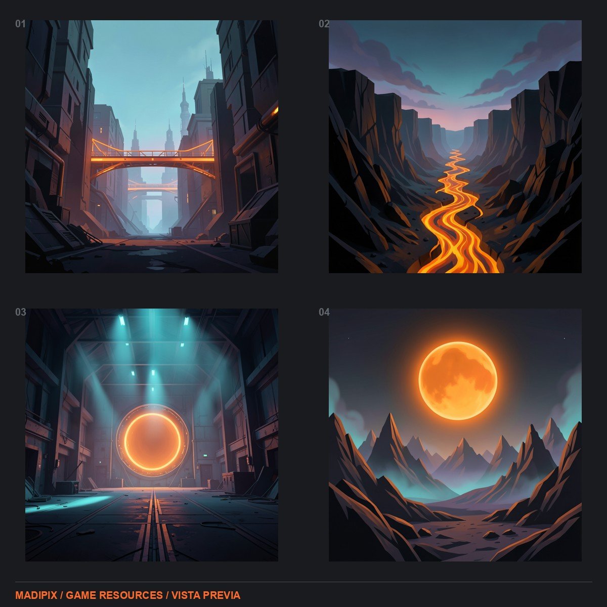 Vista real de Zonas de otro mundo: Paisajes alienígenas y entornos industriales futuristas: cuatro recursos PNG