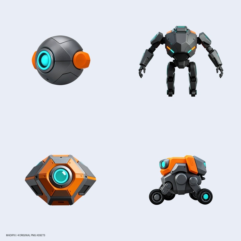 Vista previa de Drones de otra órbita: un pack de cuatro imágenes PNG.