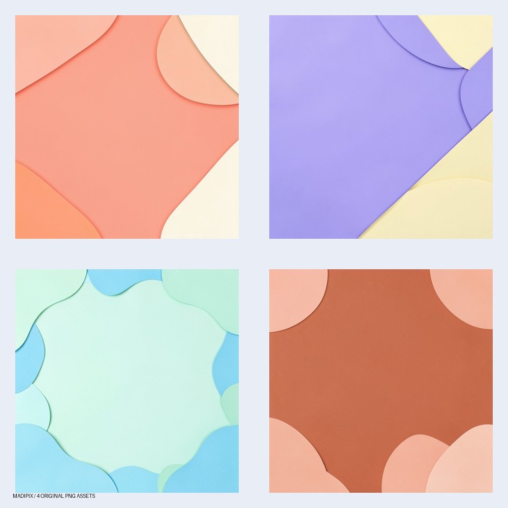 Vista previa de Paisajes Abstractos de Color: Fondos Orgánicos Versátiles: un pack de cuatro imágenes PNG.