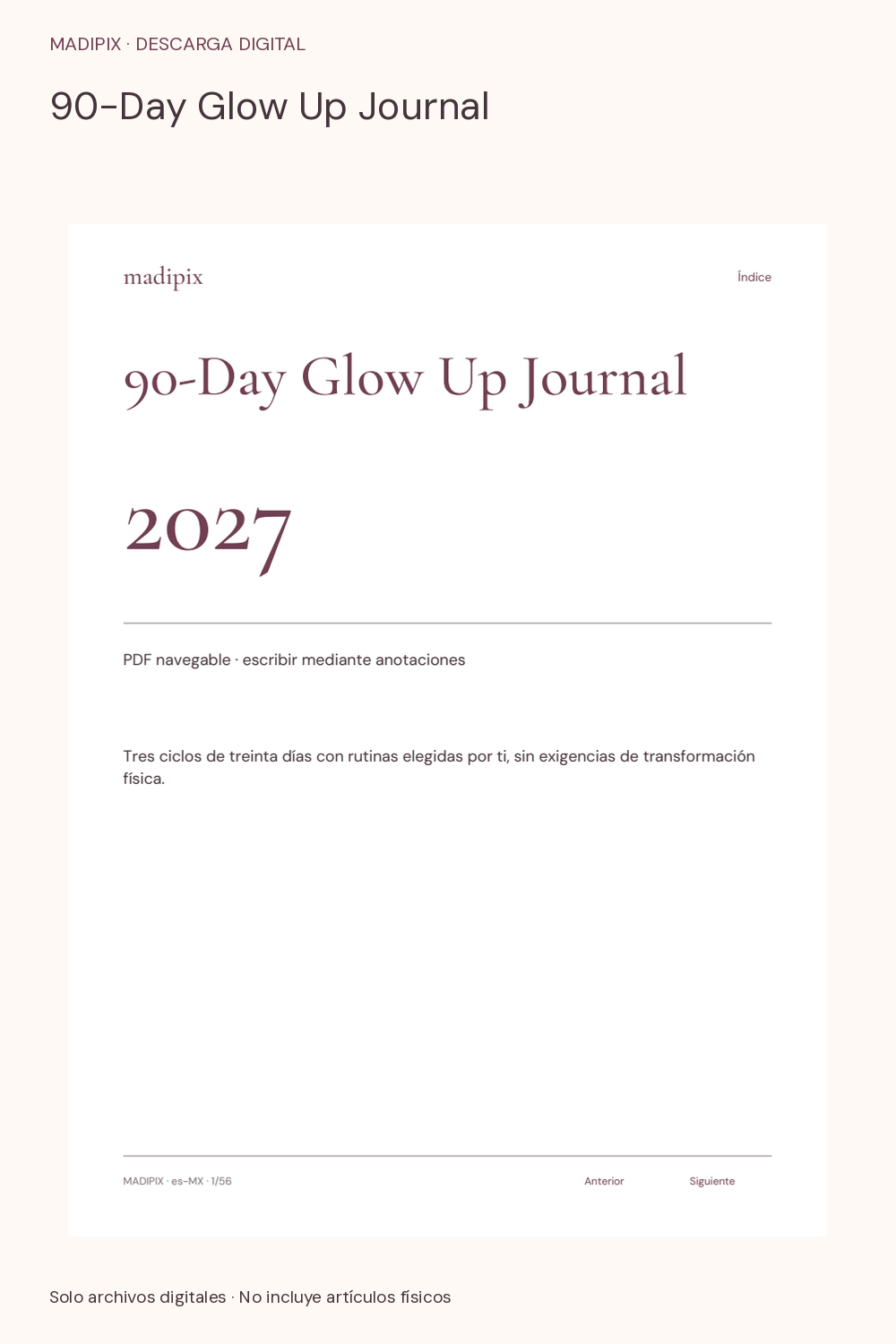 90-Day Glow Up Journal · vista del archivo real