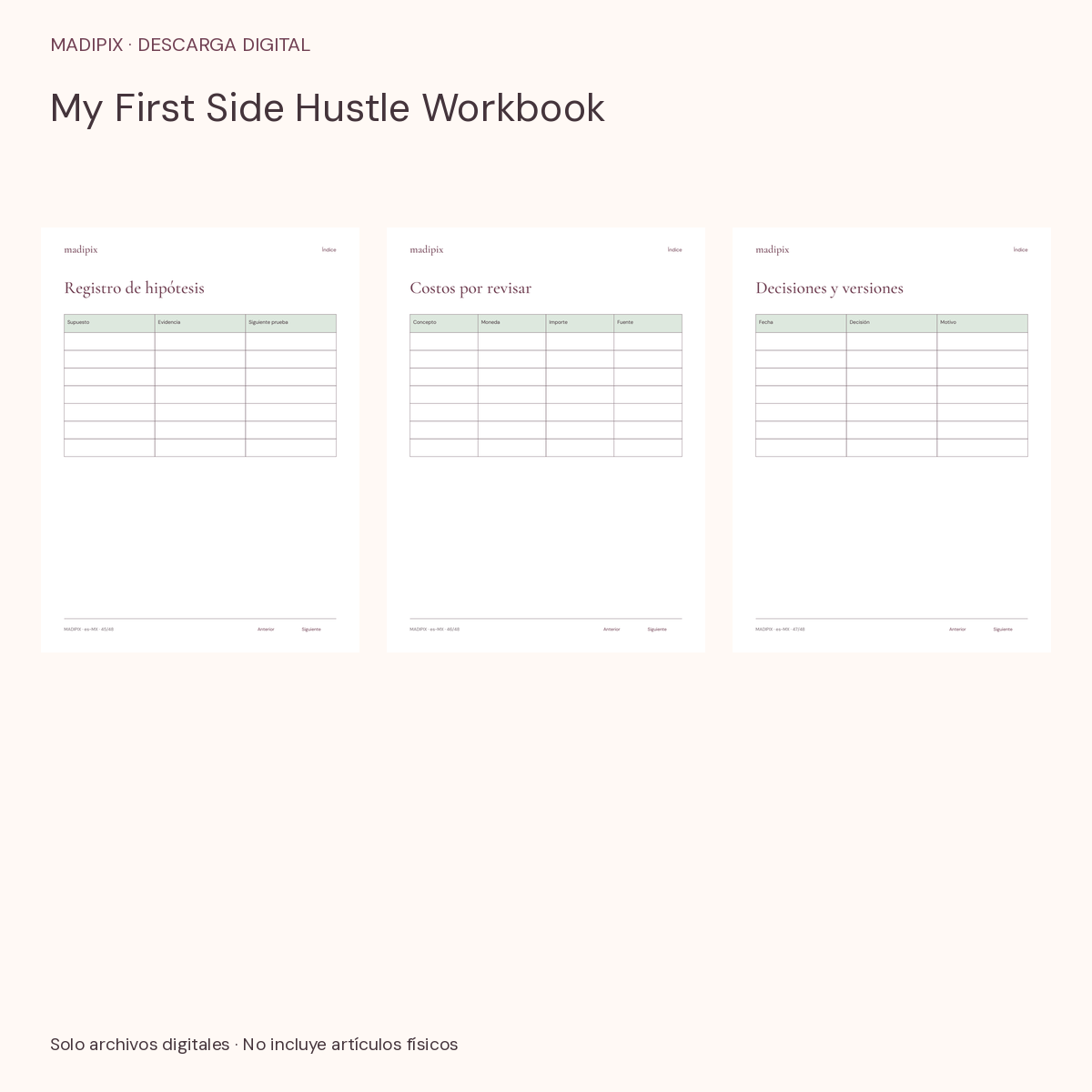 My First Side Hustle Workbook · vista del archivo real