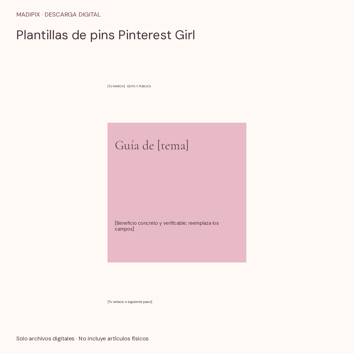 Plantillas de pins Pinterest Girl · vista del archivo real