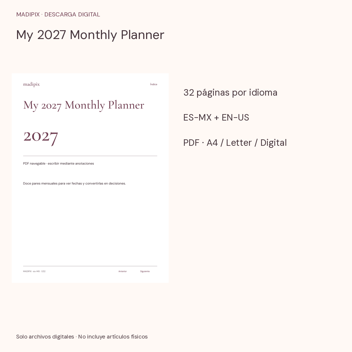 My 2027 Monthly Planner · vista del archivo real
