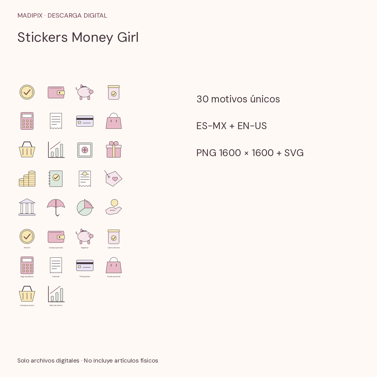 Stickers Money Girl · vista del archivo real