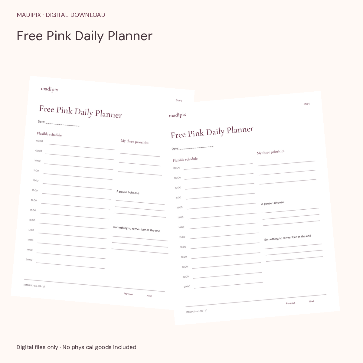 Free Pink Daily Planner · actual file preview
