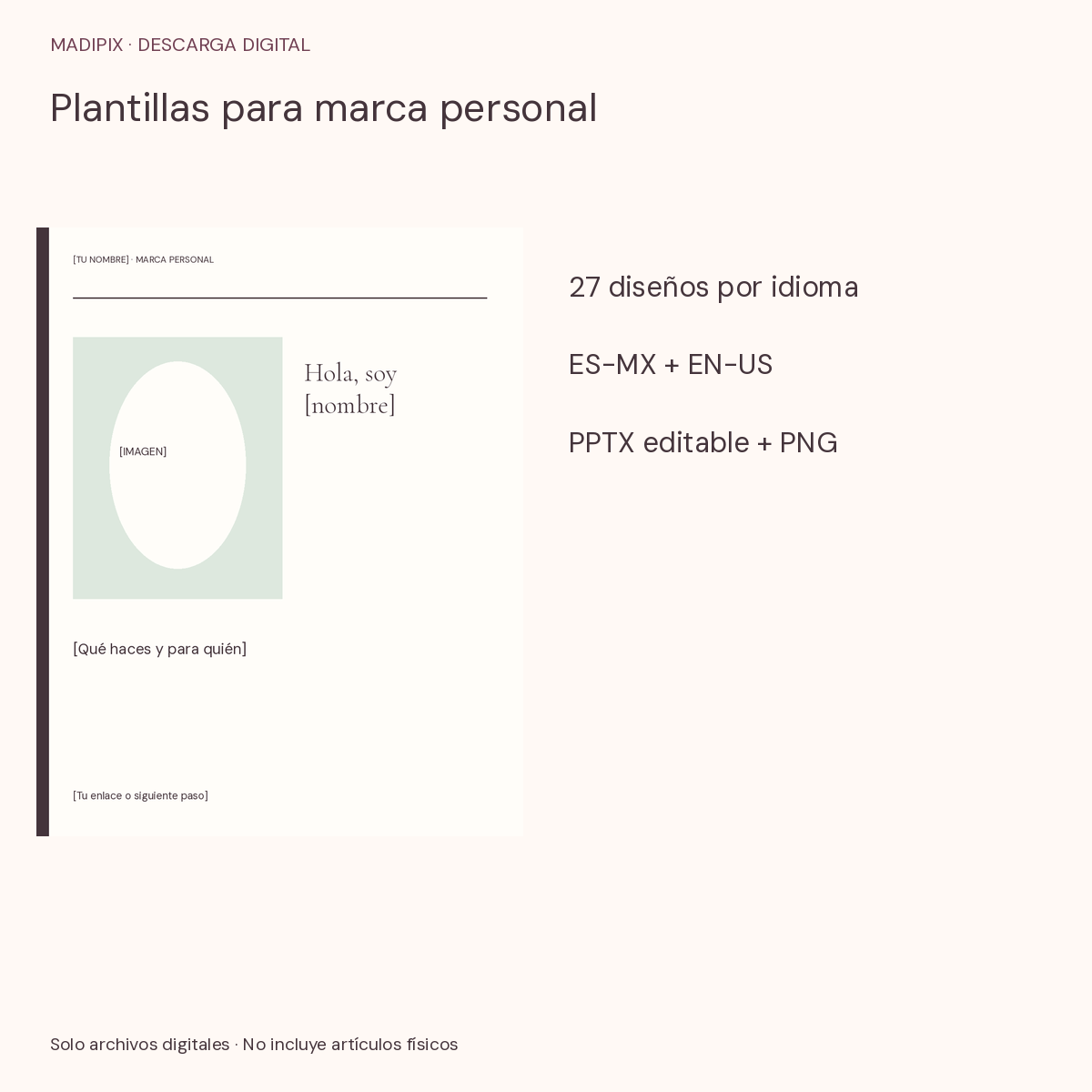 Plantillas para marca personal · vista del archivo real