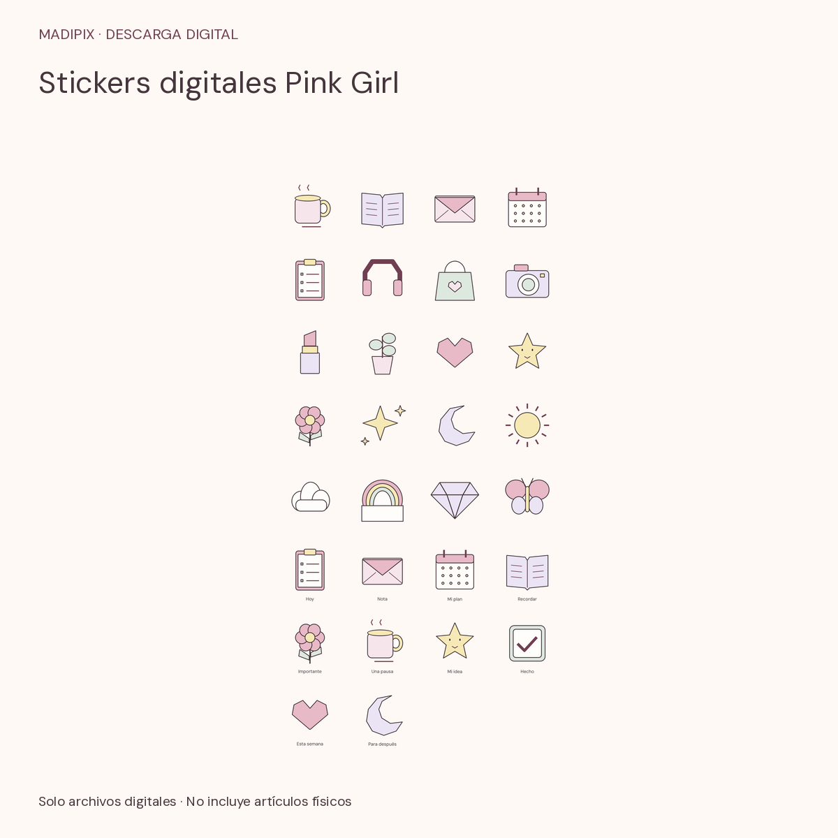 Stickers digitales Pink Girl · vista del archivo real