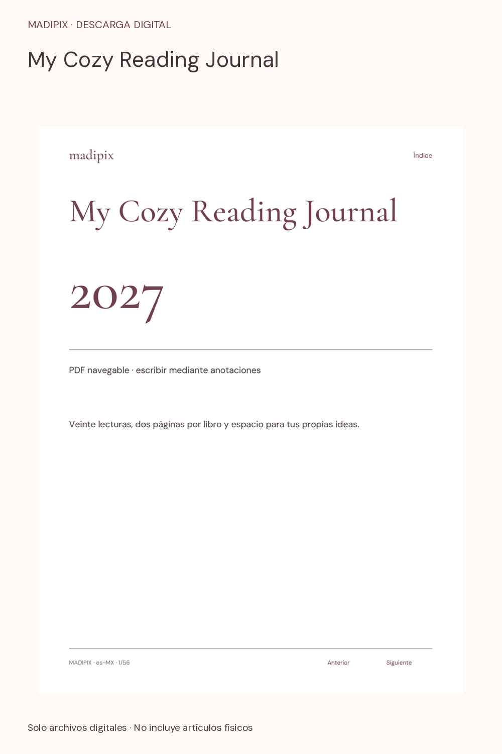 My Cozy Reading Journal · vista del archivo real