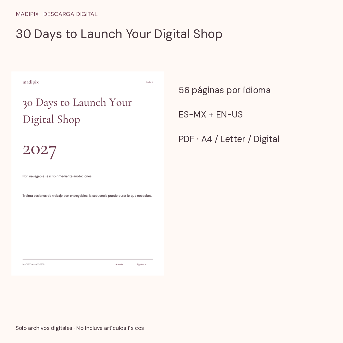 30 Days to Launch Your Digital Shop · vista del archivo real
