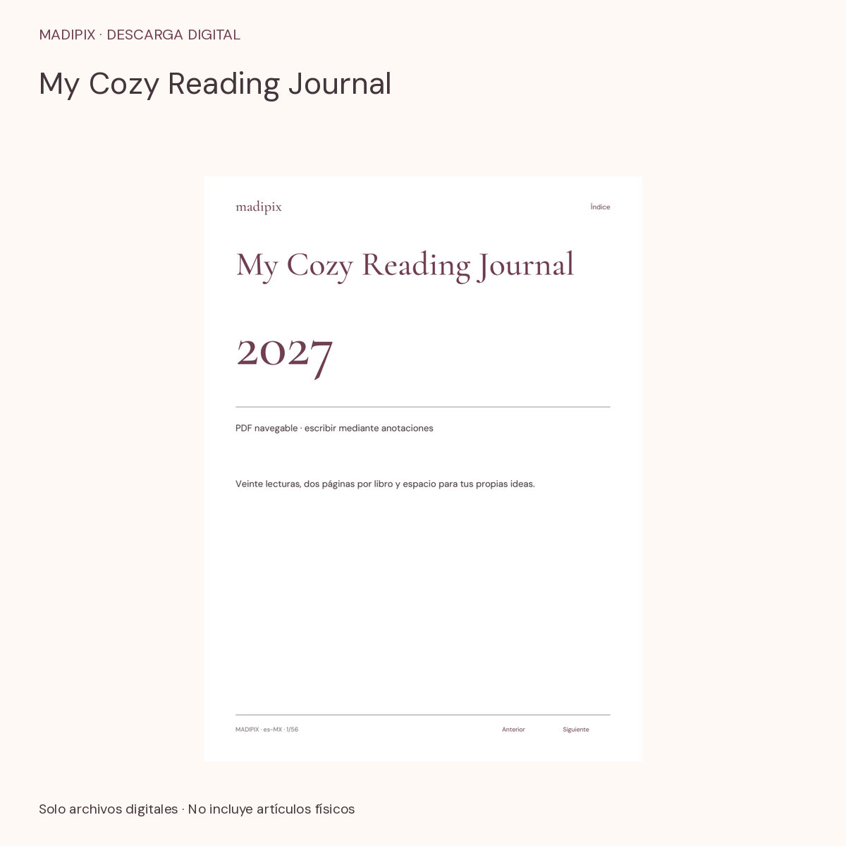 My Cozy Reading Journal · vista del archivo real