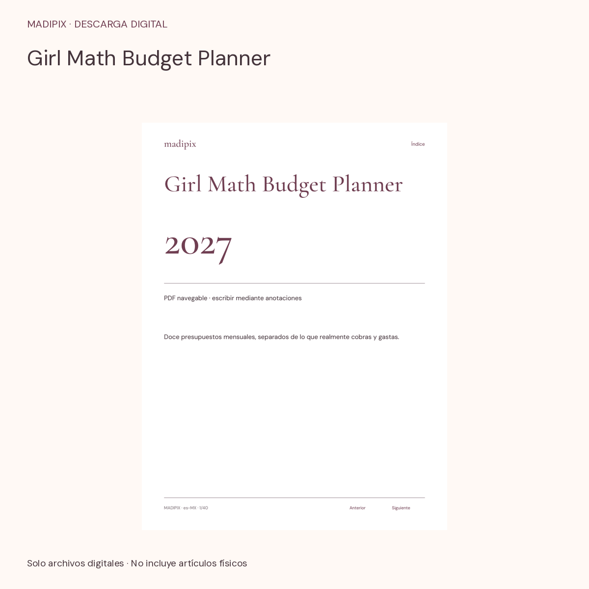 Girl Math Budget Planner · vista del archivo real