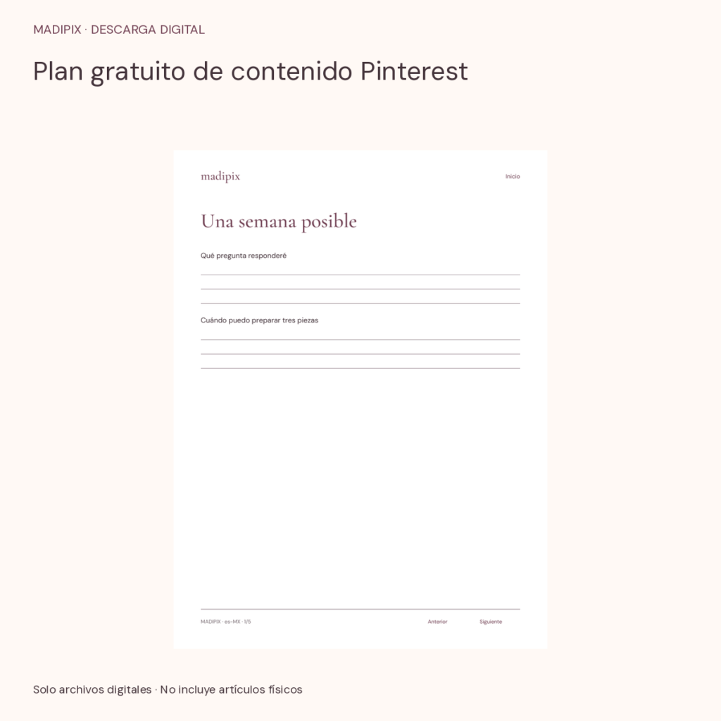 Plan gratuito de contenido Pinterest · vista del archivo real
