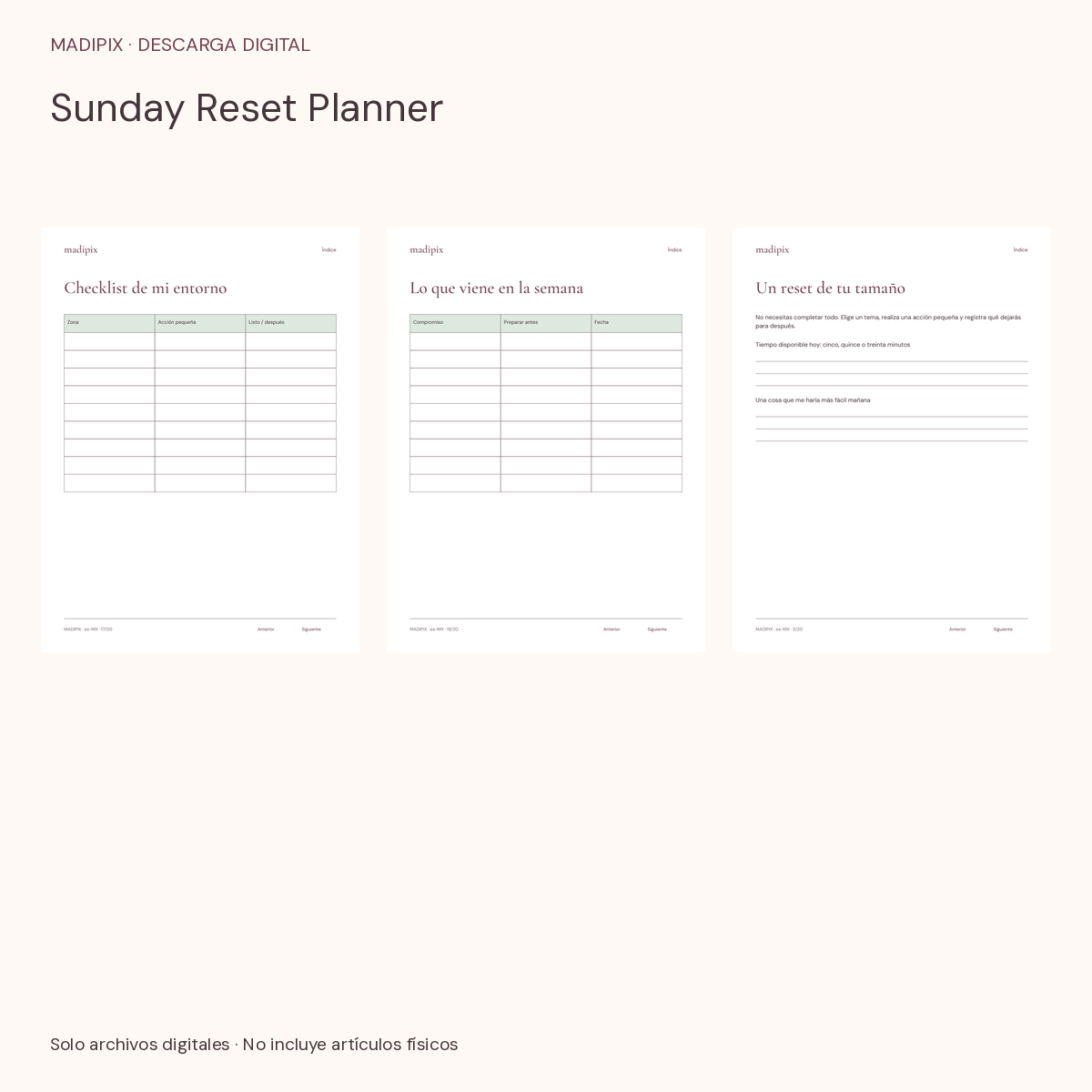 Sunday Reset Planner · vista del archivo real