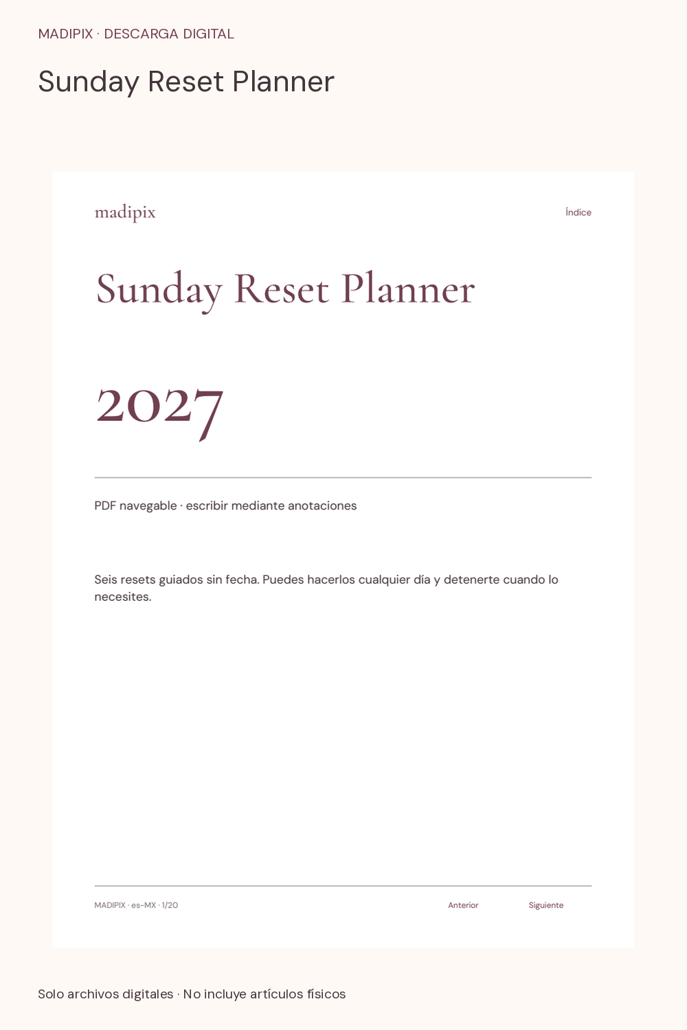 Sunday Reset Planner · vista del archivo real