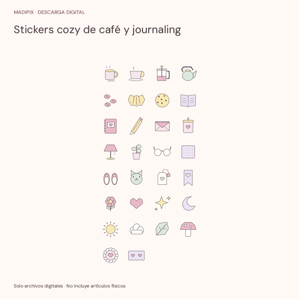 Vista real de Cozy Coffee Journaling Stickers
