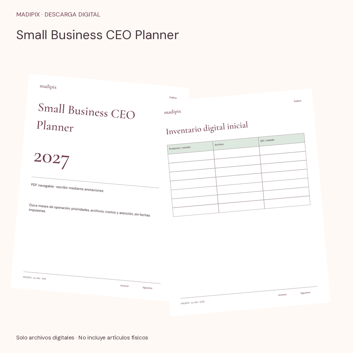 Small Business CEO Planner · vista del archivo real