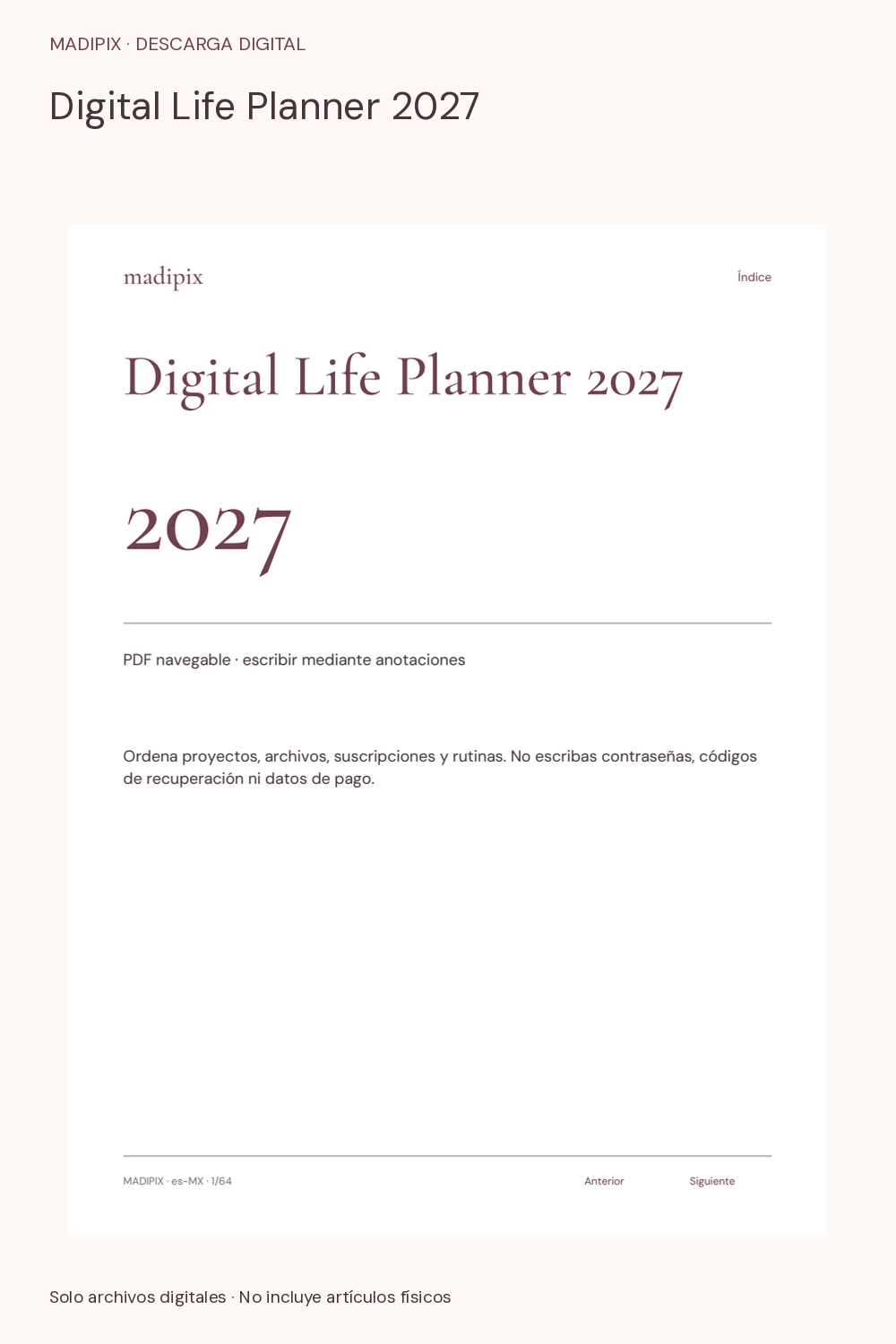 Digital Life Planner 2027 · vista del archivo real