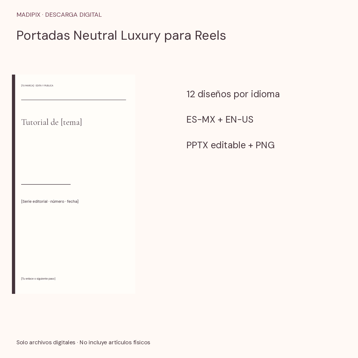 Portadas Neutral Luxury para Reels · vista del archivo real