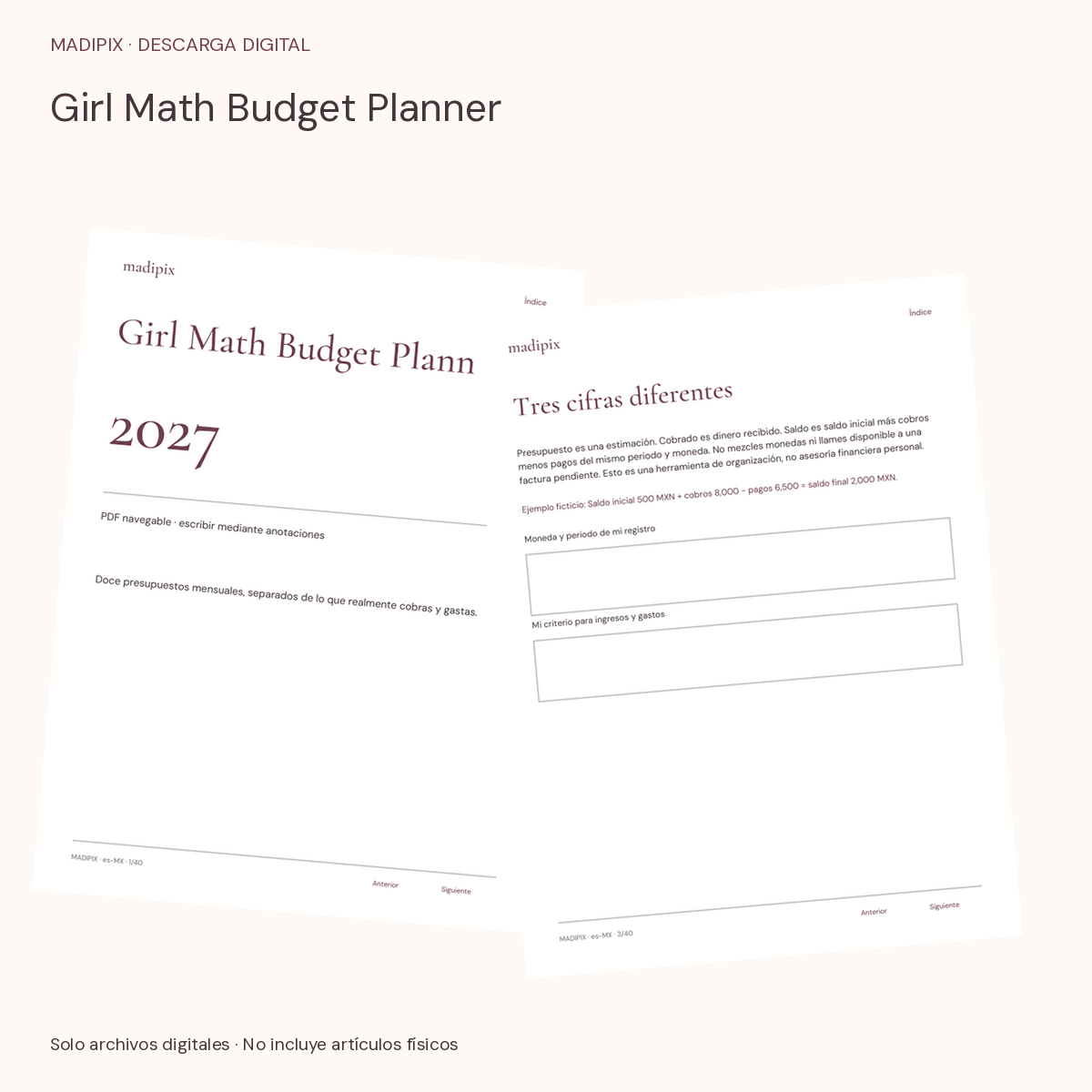 Girl Math Budget Planner · vista del archivo real