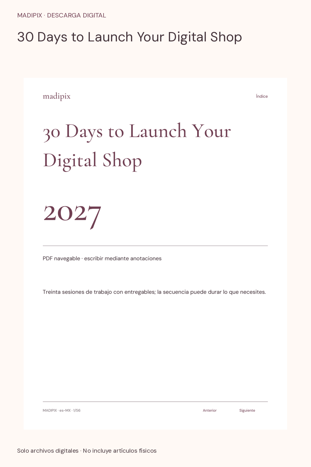 30 Days to Launch Your Digital Shop · vista del archivo real