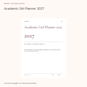 Academic Girl Planner 2027 · vista del archivo real