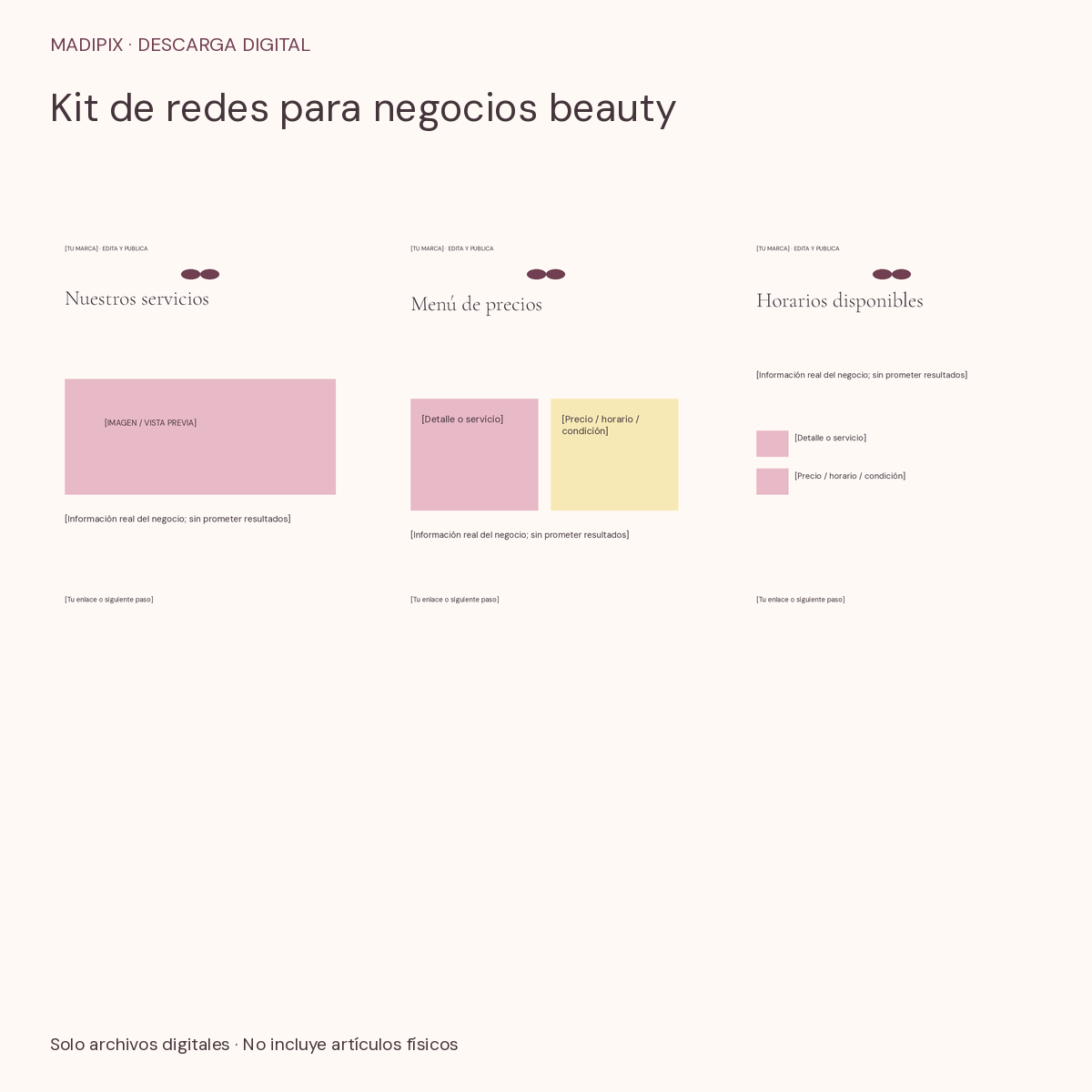 Kit de redes para negocios beauty · vista del archivo real