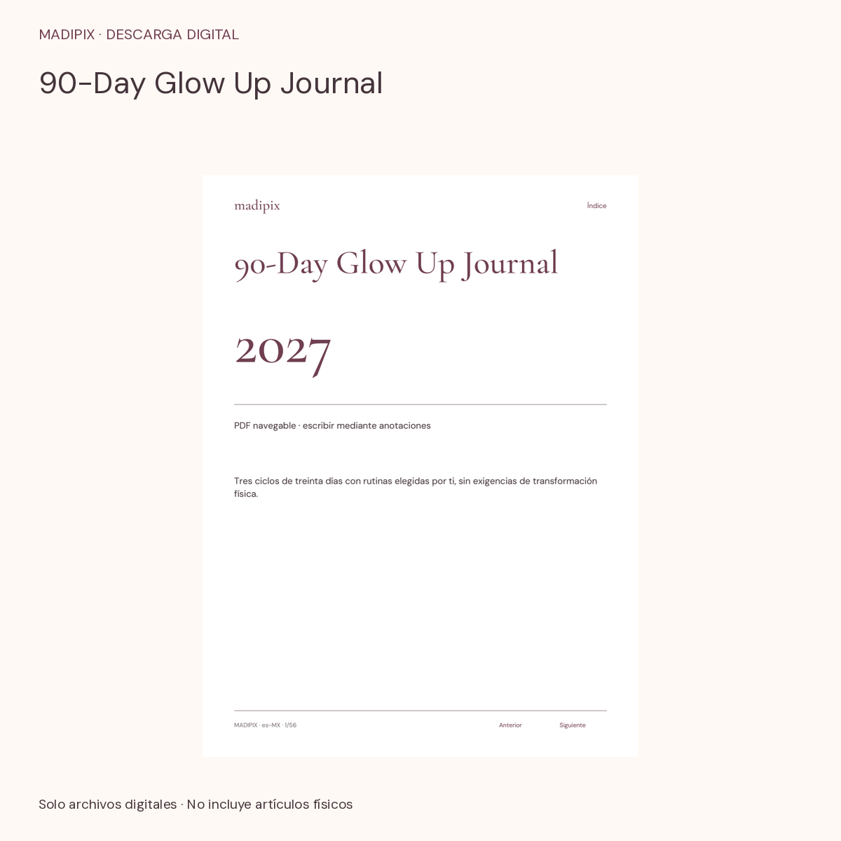 90-Day Glow Up Journal · vista del archivo real