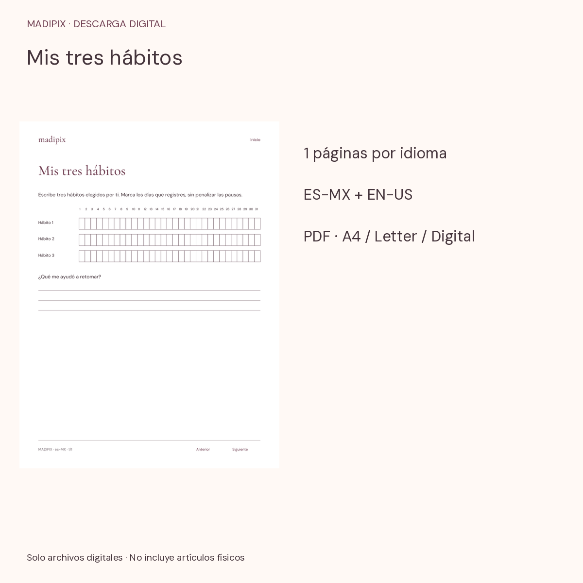 Mis tres hábitos · vista del archivo real