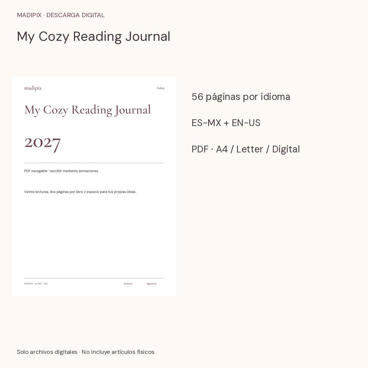My Cozy Reading Journal · vista del archivo real