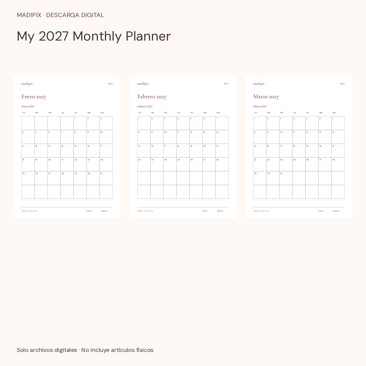 My 2027 Monthly Planner · vista del archivo real
