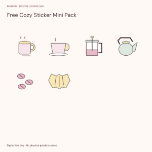 Free Cozy Sticker Mini Pack · actual file preview