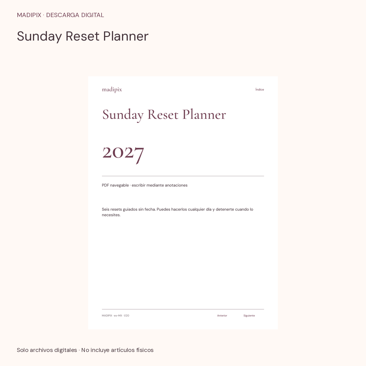 Sunday Reset Planner · vista del archivo real