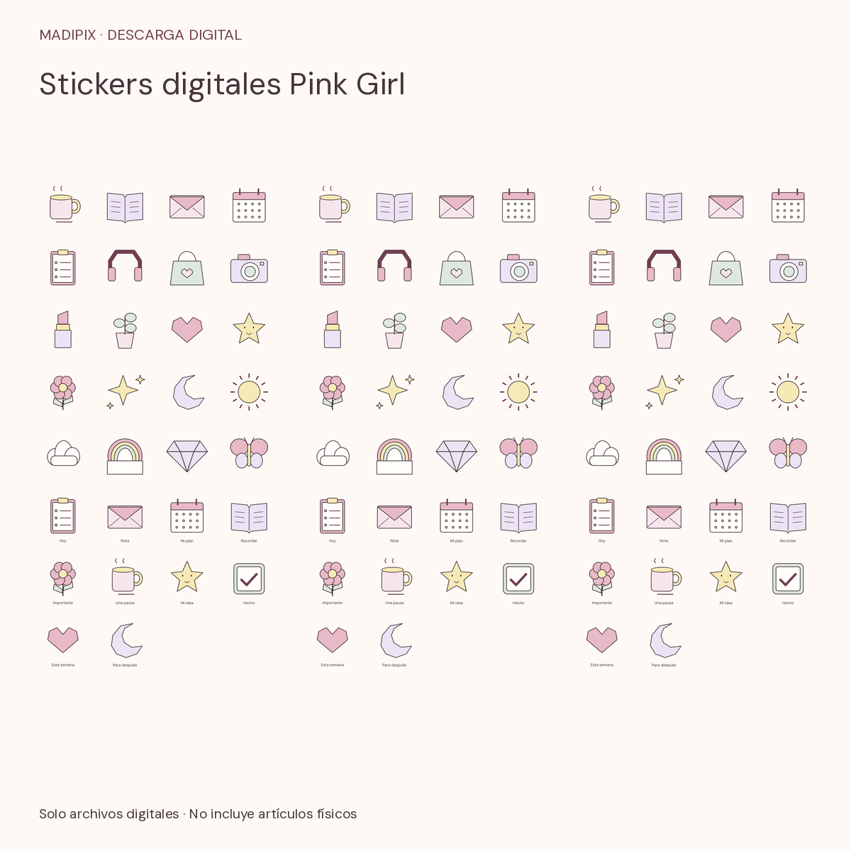 Stickers digitales Pink Girl · vista del archivo real