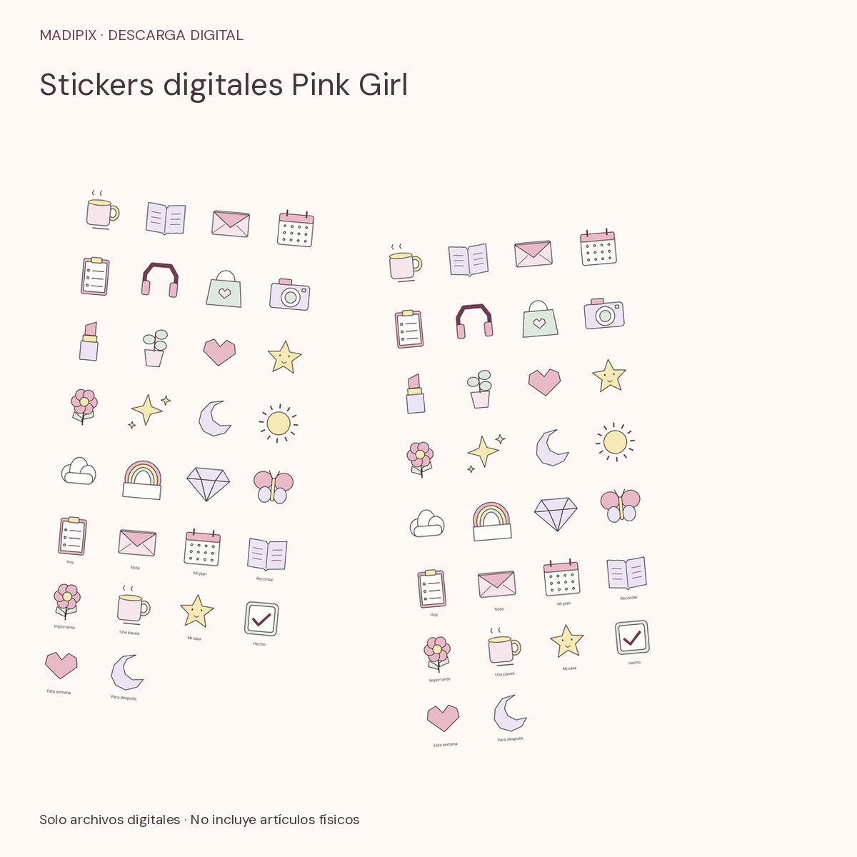 Stickers digitales Pink Girl · vista del archivo real