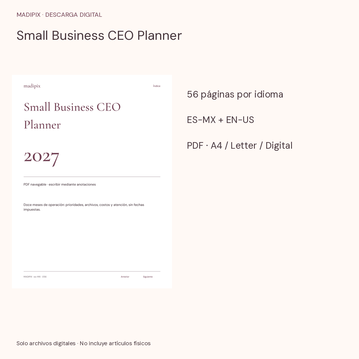 Small Business CEO Planner · vista del archivo real