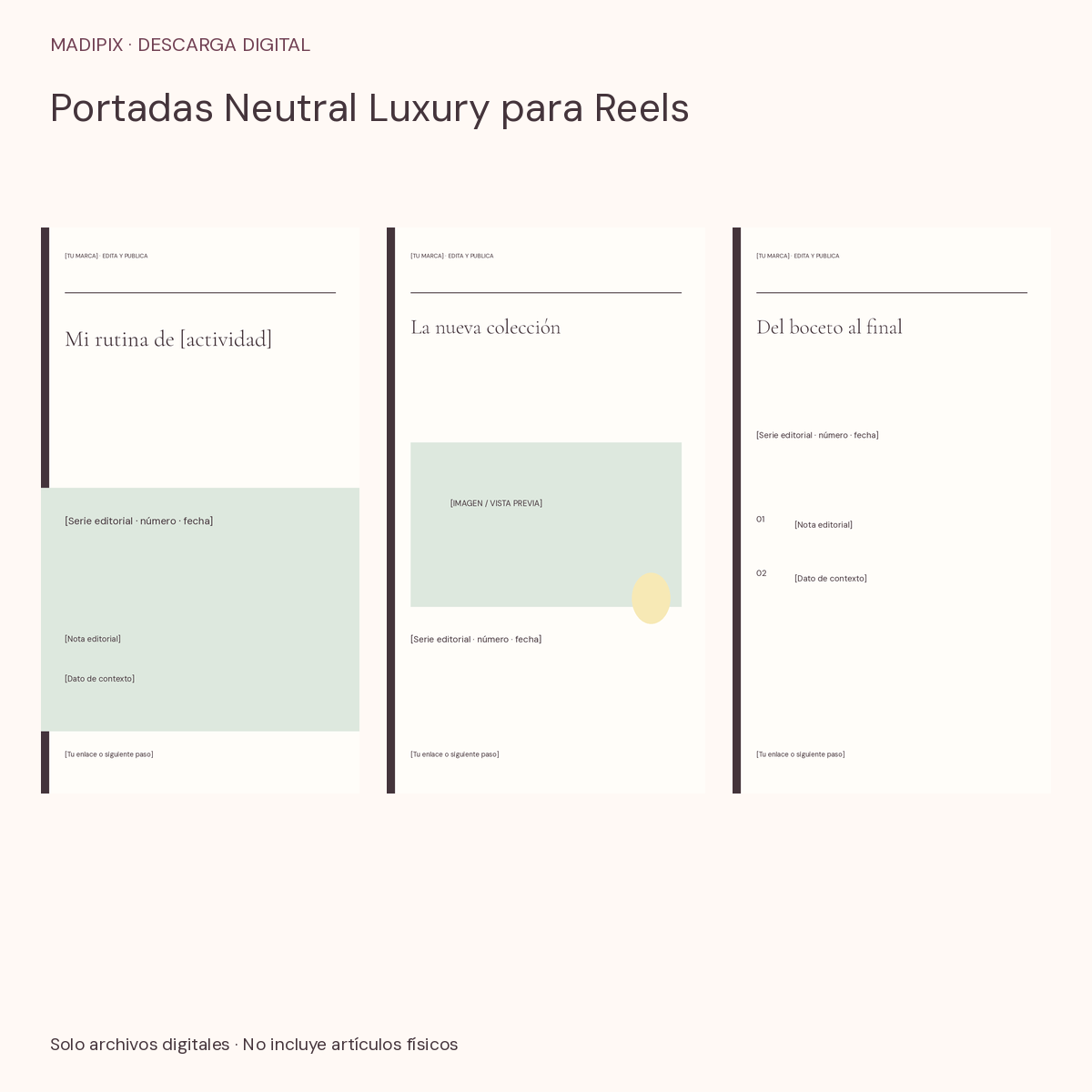 Portadas Neutral Luxury para Reels · vista del archivo real
