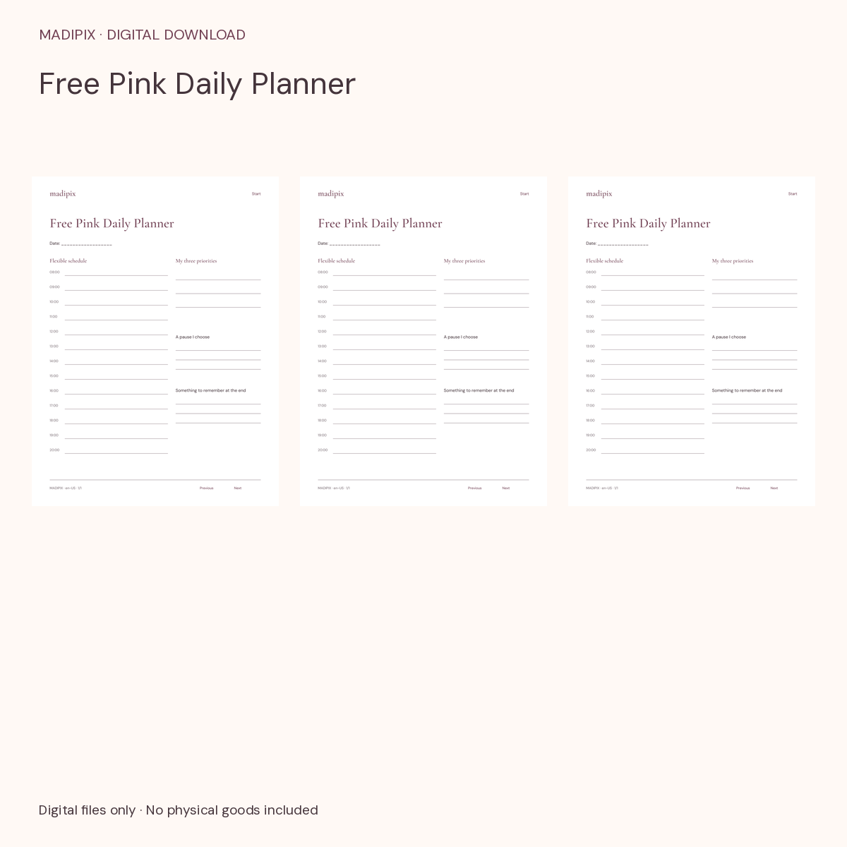 Free Pink Daily Planner · actual file preview