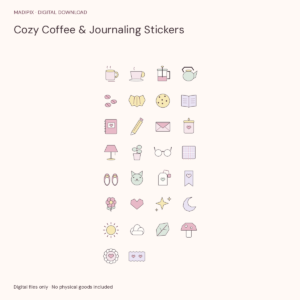 Cozy Coffee & Journaling Stickers · actual file preview