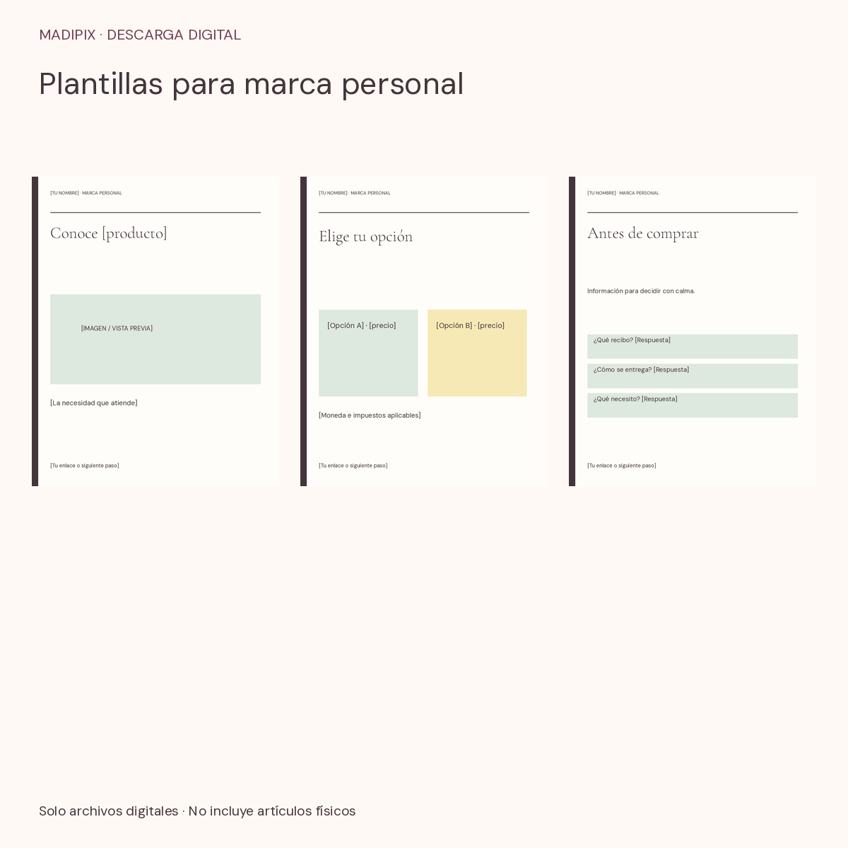 Plantillas para marca personal · vista del archivo real
