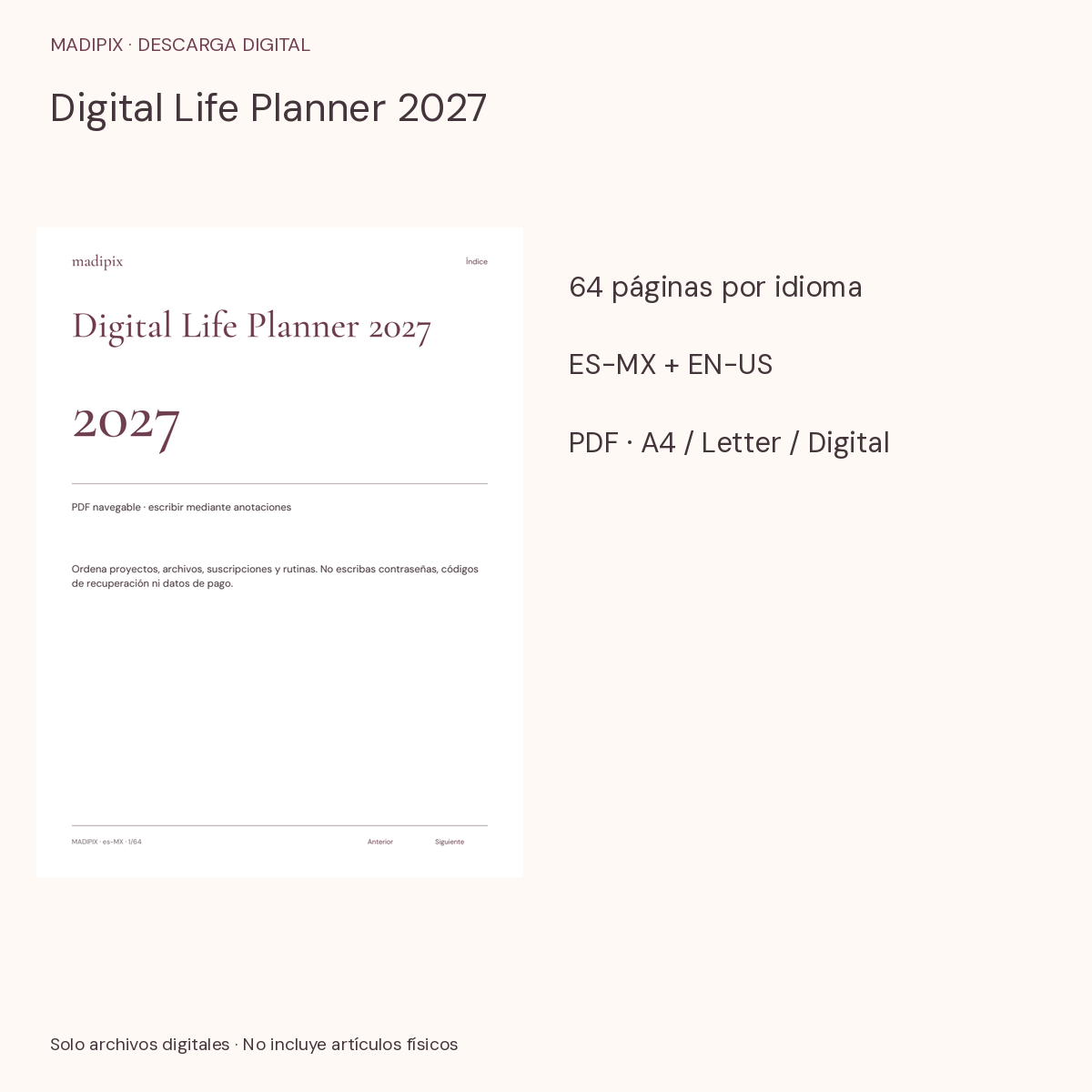 Digital Life Planner 2027 · vista del archivo real