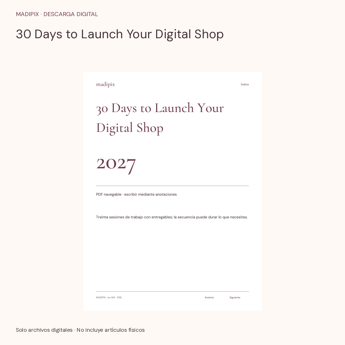 30 Days to Launch Your Digital Shop · vista del archivo real