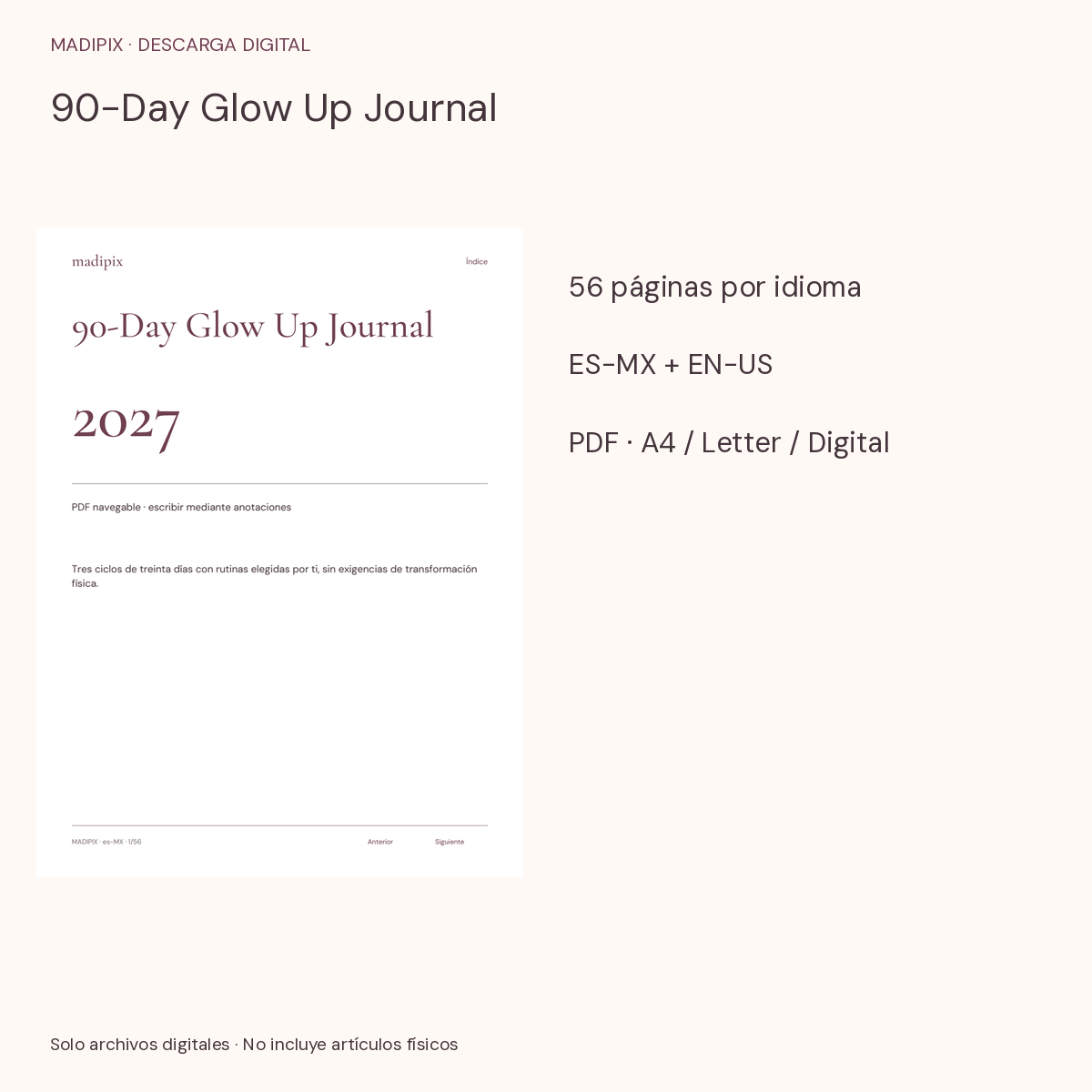 90-Day Glow Up Journal · vista del archivo real