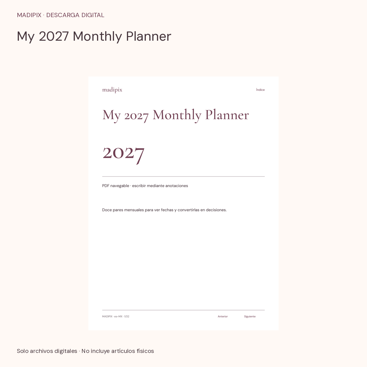 My 2027 Monthly Planner · vista del archivo real