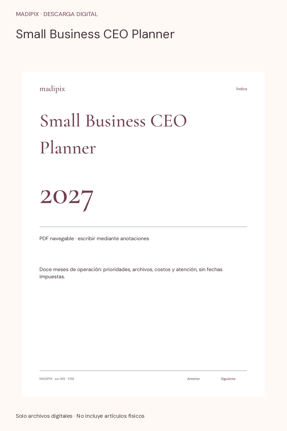 Small Business CEO Planner · vista del archivo real