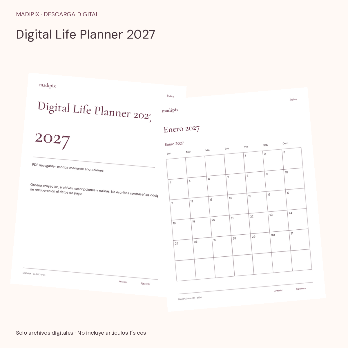 Digital Life Planner 2027 · vista del archivo real