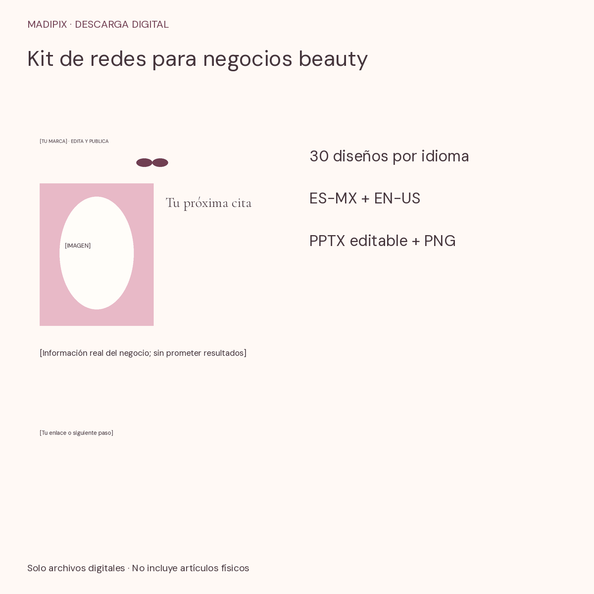 Kit de redes para negocios beauty · vista del archivo real
