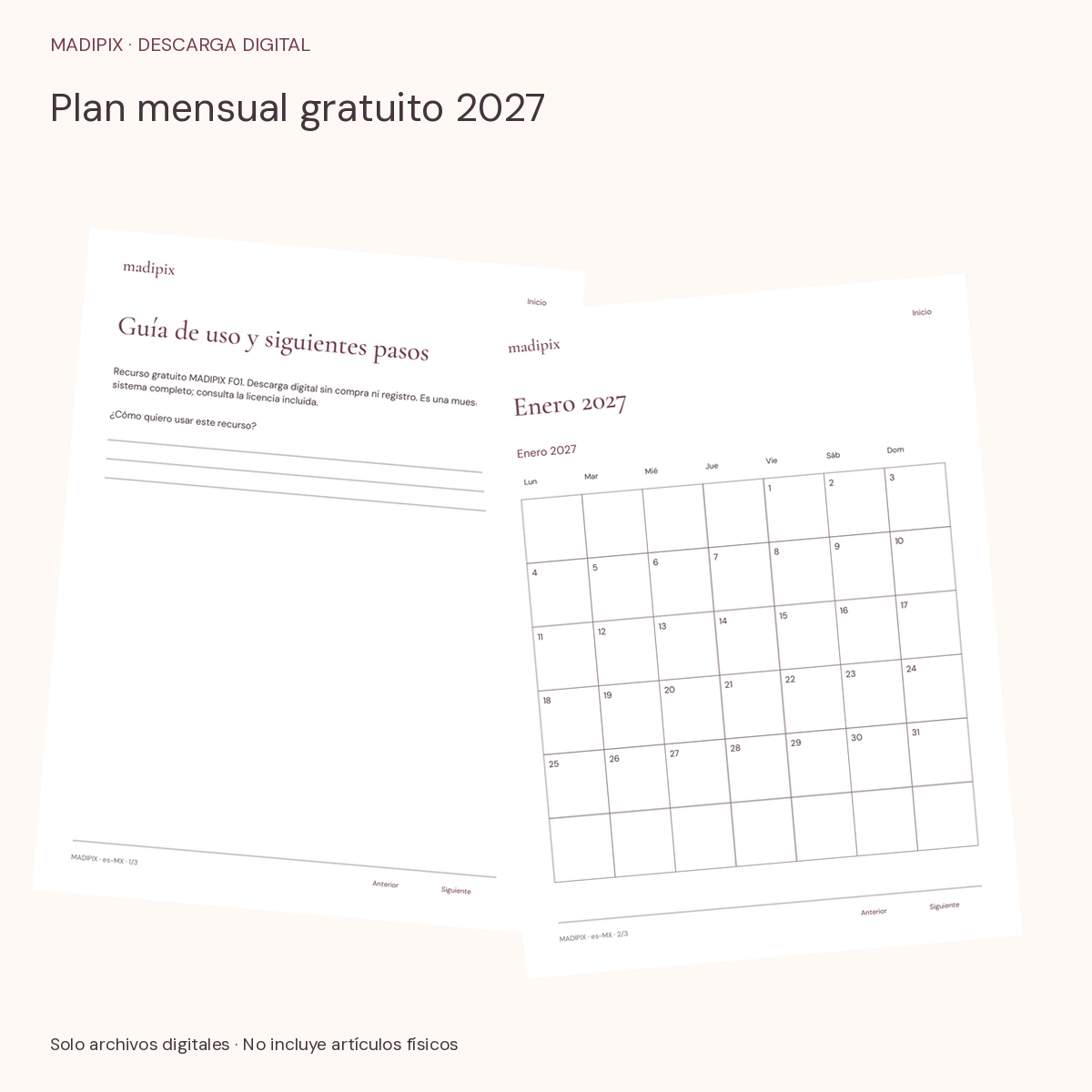 Plan mensual gratuito 2027 · vista del archivo real