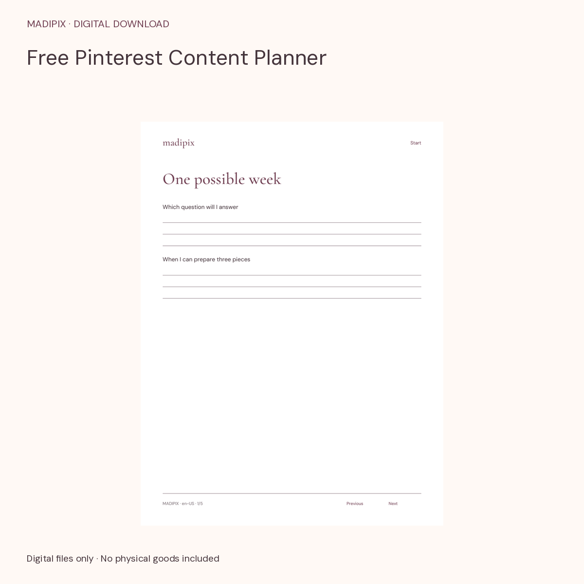 Free Pinterest Content Planner · actual file preview