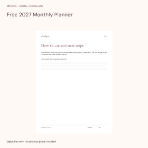 Free 2027 Monthly Planner · actual file preview