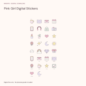 Pink Girl Digital Stickers · actual file preview